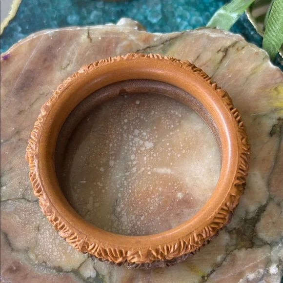 Vintage Carved Celluloid Bangle Bracelets - Picture 2 of 4